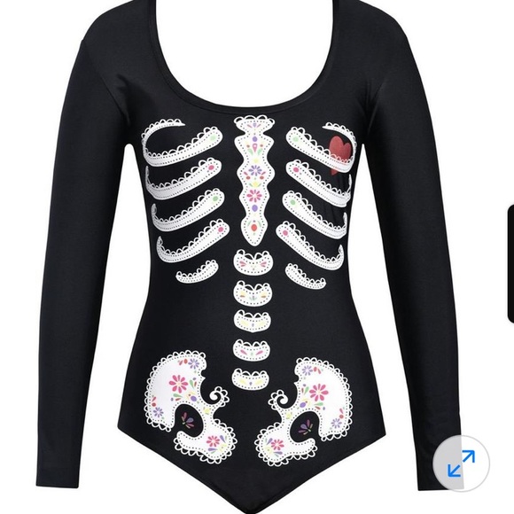 DAY OF THE DEAD BODYSUIT COSTUME SIZE SMALL/MEDIUM 🌟NWT🌟 - Picture 2 of 9